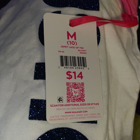 Justice Girls J-Sport Colorblock Lace-Up T-Shirt! - Picture 4 of 4